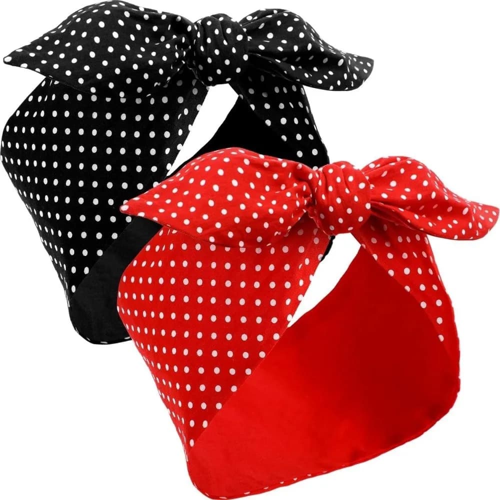 2 pezzi moda pois bandana fascia fiocco ampio cerchio per capelli signora testa sciarpa accessori per capelli