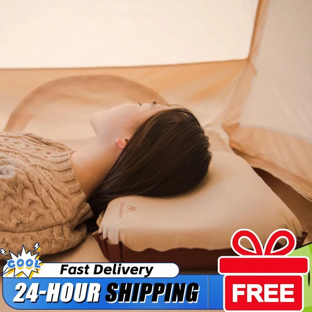 Cuscino Gonfiabile Ultraleggero ad Alto Rimbalzo, Cuscino Ergonomico Portatile Autogonfiabile per Campeggio all'Aperto