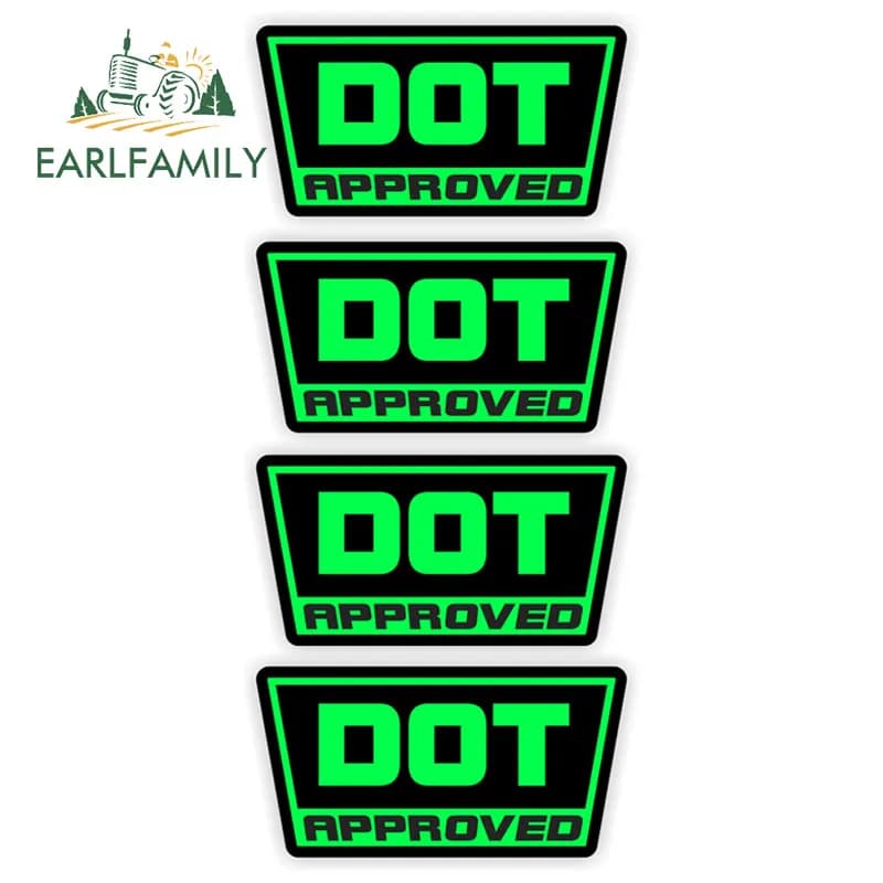 EARLFAMILY 4 pieces DOT approved motorcycle DIrt Bike helmet stickers for auto decals labels D.O.T. 3D Decoration for Car Styling