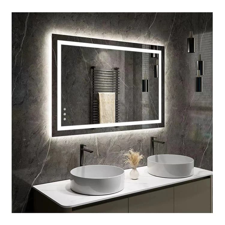 Specchio da Bagno Rettangolare Intelligente Antiappannamento con Touch Screen, Decorazione per Doccia e Hotel, Vendita Diretta dalla Fabbrica