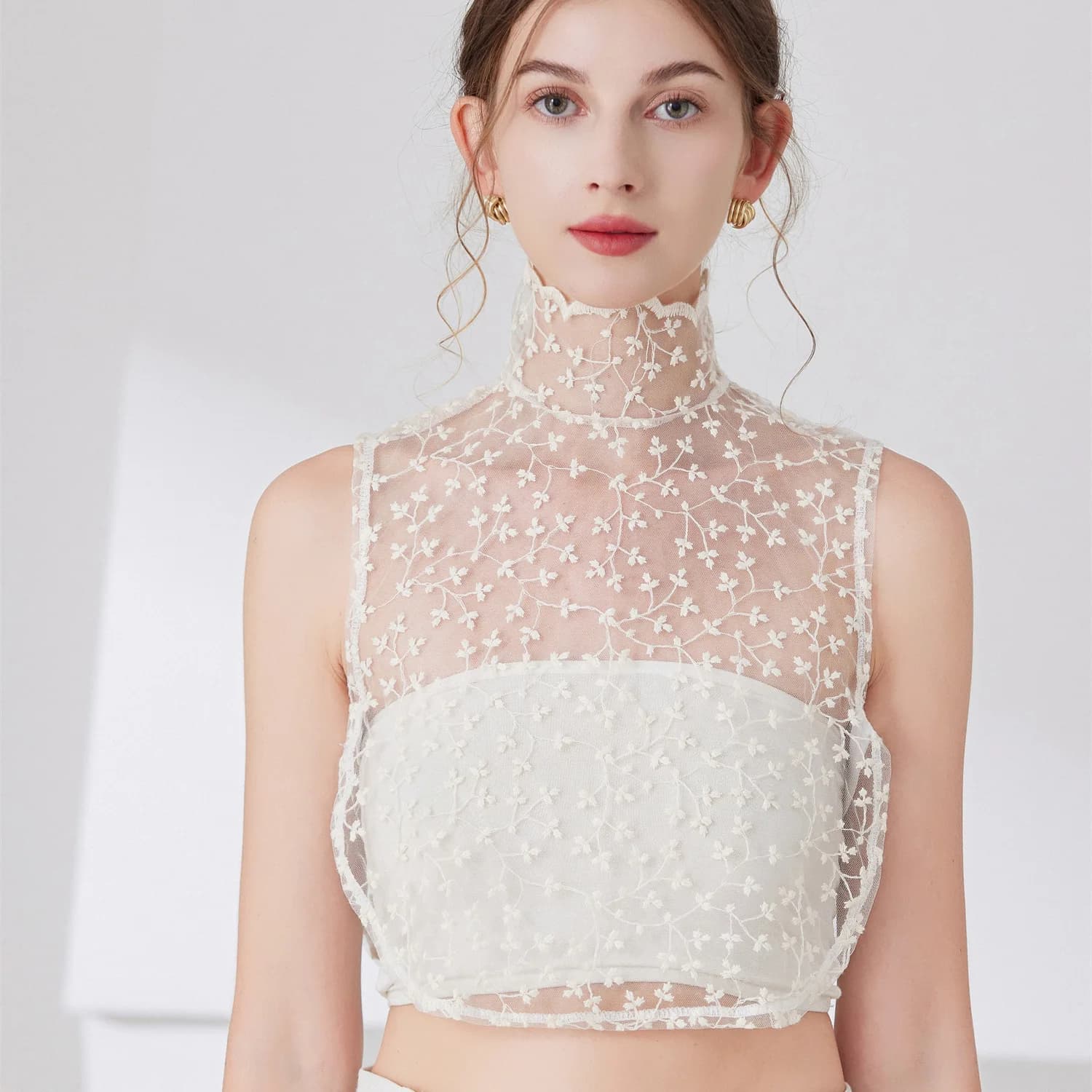 Nuovo colletto finto in pizzo petalo per ragazza istantaneamente bello, cravatte per camicia con colletto in puro cotone giocoso e carino