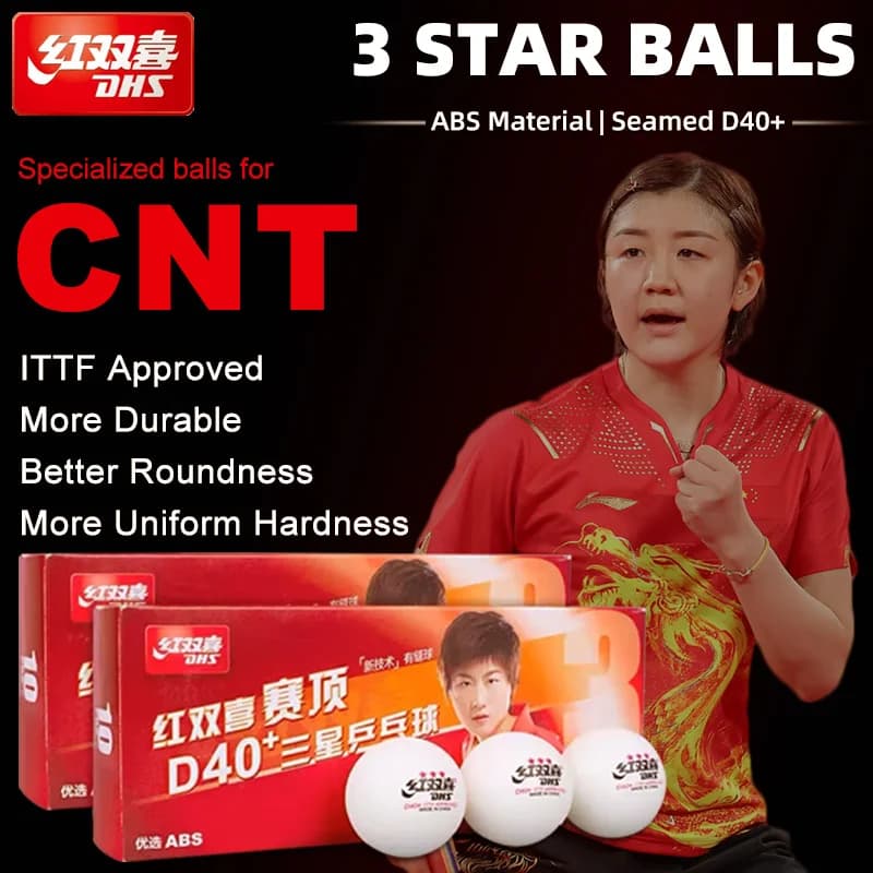 Palline da ping pong DHS D40+ DJ40+ 3 stelle ABS Nuovo materiale Pallone da ping pong speciale per WTT