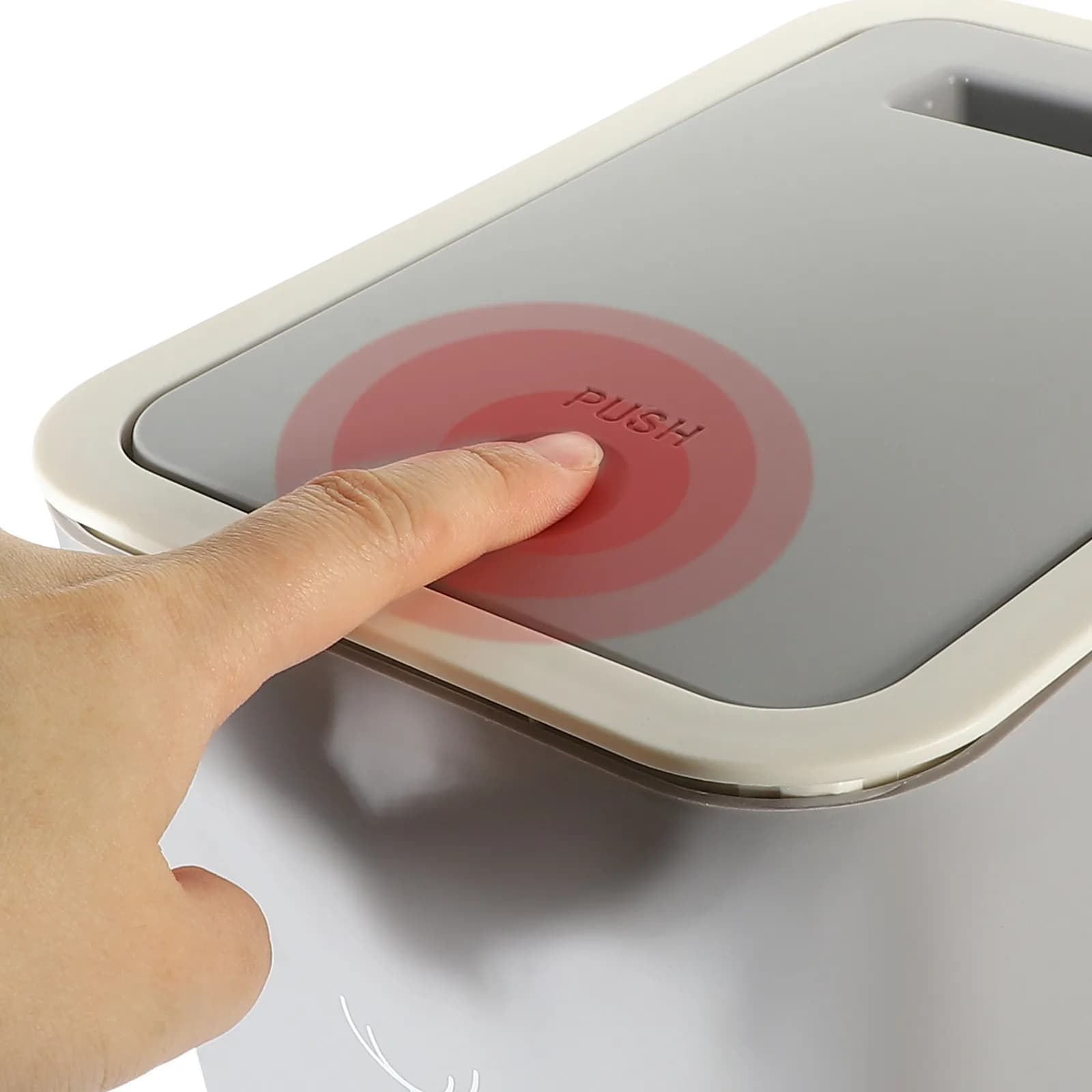 Cestino per Rifiuti a Pressione in PP Rinforzato, Bidone Compatto e Stretto con Coperchio per Bagno e Camera da Letto