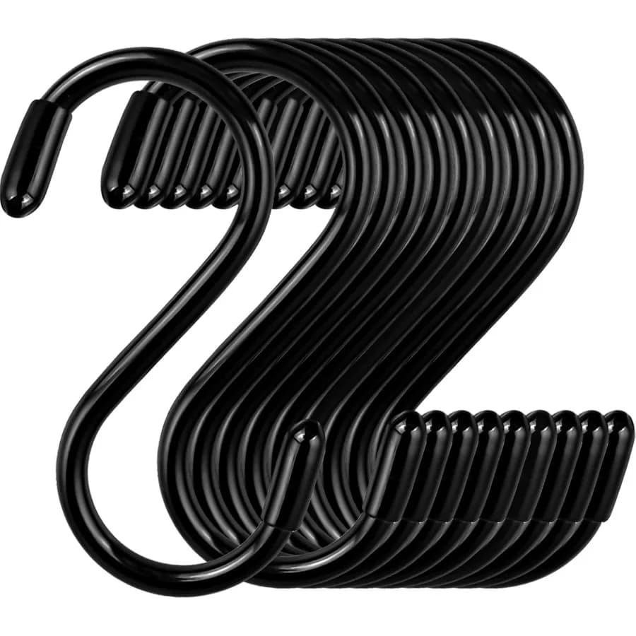 Confezione da 18 3 ganci Ih S resistenti per appendere piante rivestite in vinile nero piccolo armadio antiscivolo utensili da cucina pentole e padelle tazze