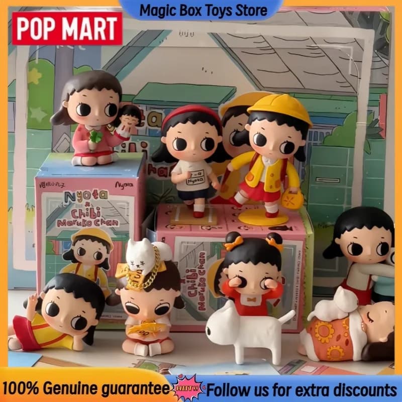 POP MART Blind Box Nyota X Chibi Maruko Chan Collaboration Collectible Figurine Cartoon Desktop Decoration Adult Collector Gift