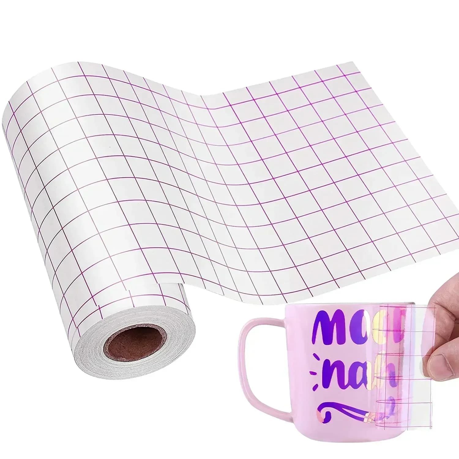 30.5cm x 100cm nastro per applicazione in vinile trasparente griglia di allineamento a 4 colori per adesivo per nastro di carta di trasferimento per decalcomanie artistiche per pareti auto fai da te