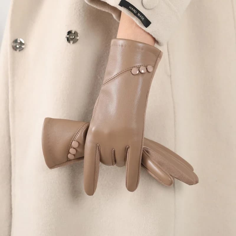Guanti touch screen Guanti da donna eleganti Guanti invernali in pelle proteica Foderati in pile Ciclismo Guida Guanto caldo in pelle scamosciata
