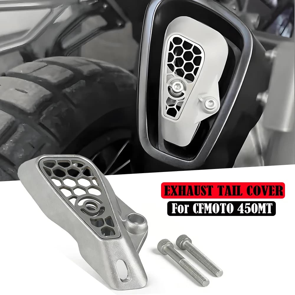 NUOVE parti di modifica del motociclo cappa di scarico coda di scarico copertura di dissipazione del calore Per CFMOTO 450mt 450MT Argento e Nero