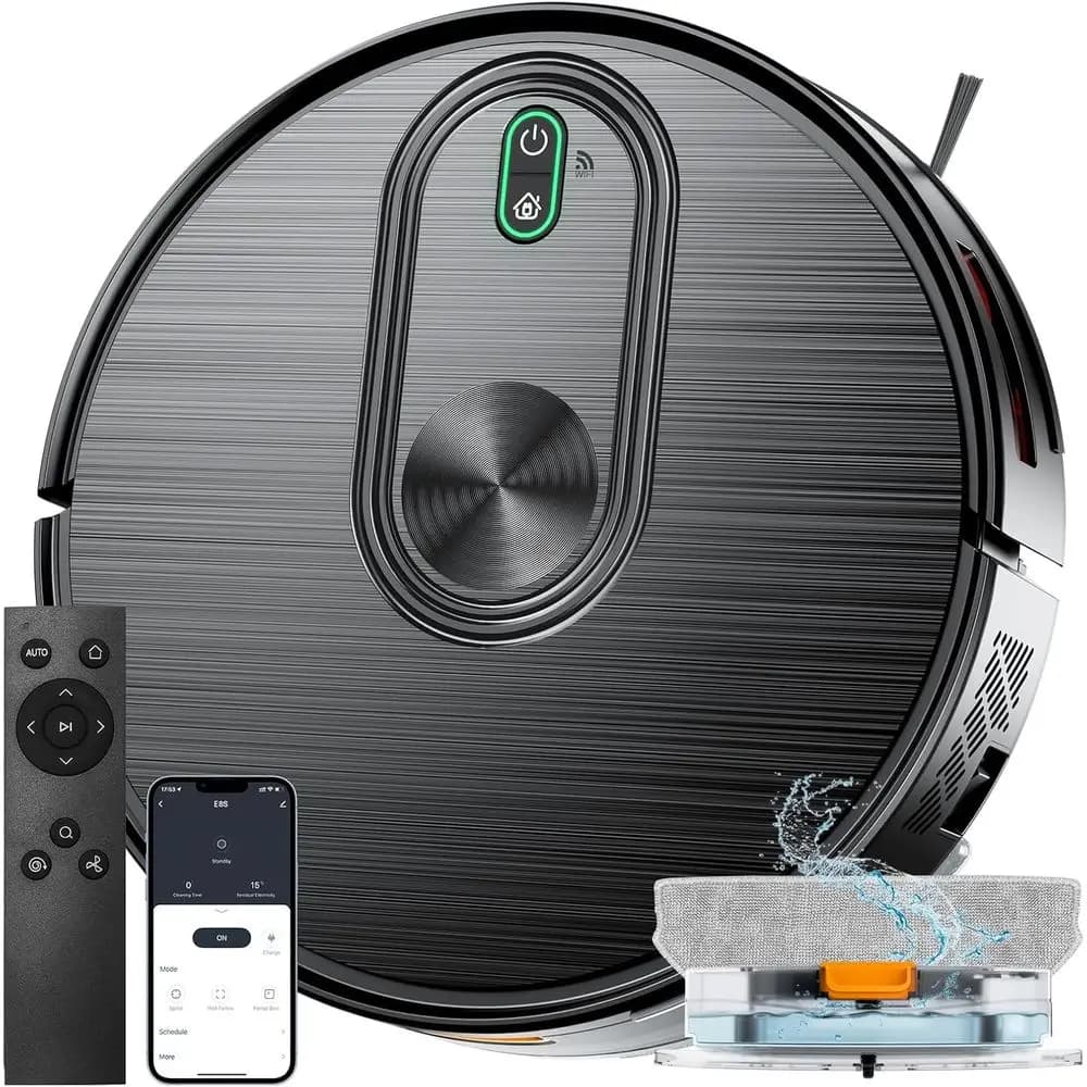 Robot Vacuum Cleaner and Washing Machine 2 in 1, Robotic Vacuum Cleaner with Max Suction of 6500Pa, App/Wi-Fi/Voce, Robot Vacuum Cleaner with Programming