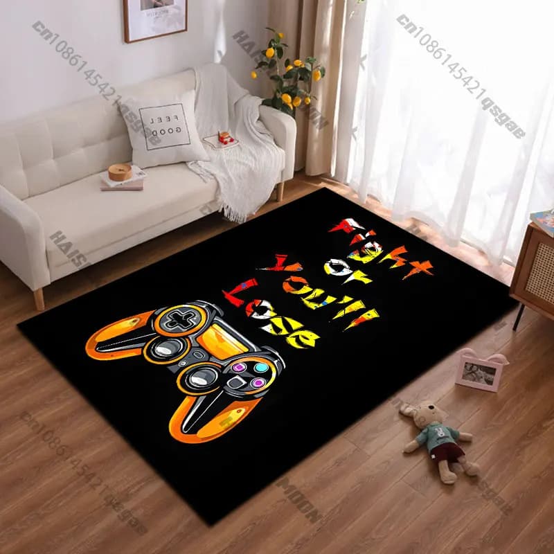 Carpet with theme motif gaming, loss of patience and competitive spirit, yoga carpet, decoration for living room, baby cat mat, tirbino, decorative carpet