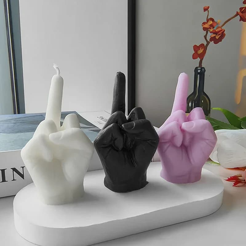 Funny Middle Finger Shaped Scented Candle Quirky Creative Home Table Decor Novelty Gift