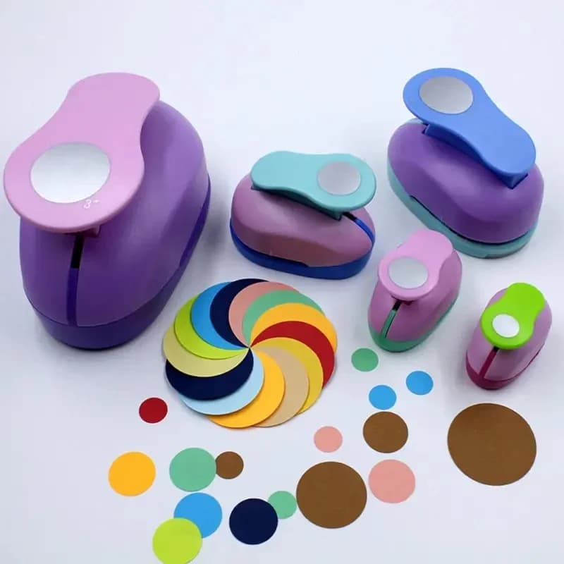 Set di punzoni circolari assortiti (8/16/25/38/50 mm) - Strumento vibrante per lavori di carta per scrapbooking fai da te e creazione di cartoline (colore casuale)
