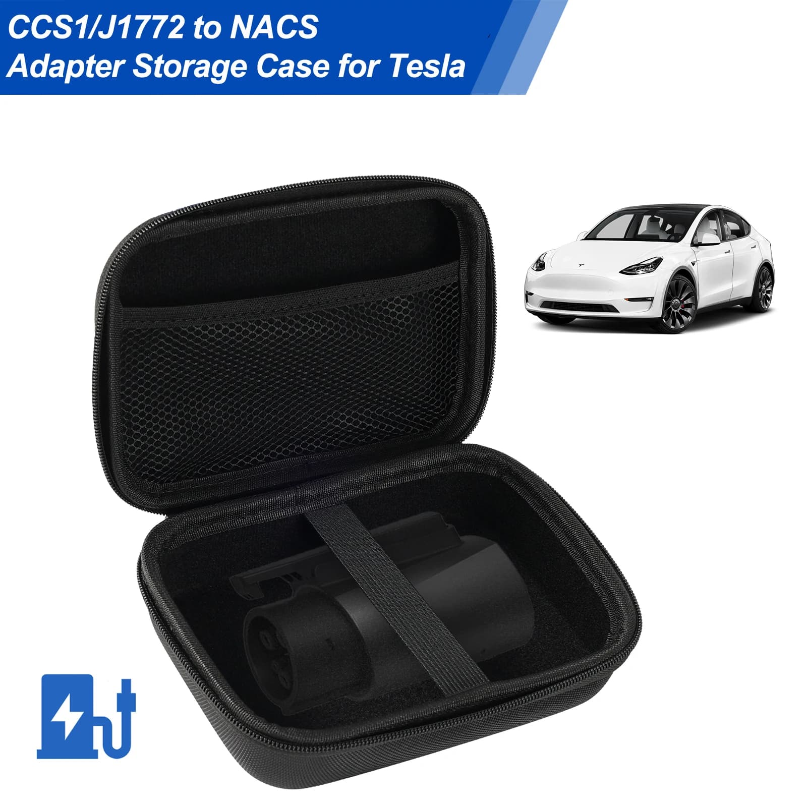 For Tesla Charging CCS1 J1772 to NACS Adapter Case Charging EVA Hard Protective Waterproof Travel Box Carrying Pouch Cover Bag