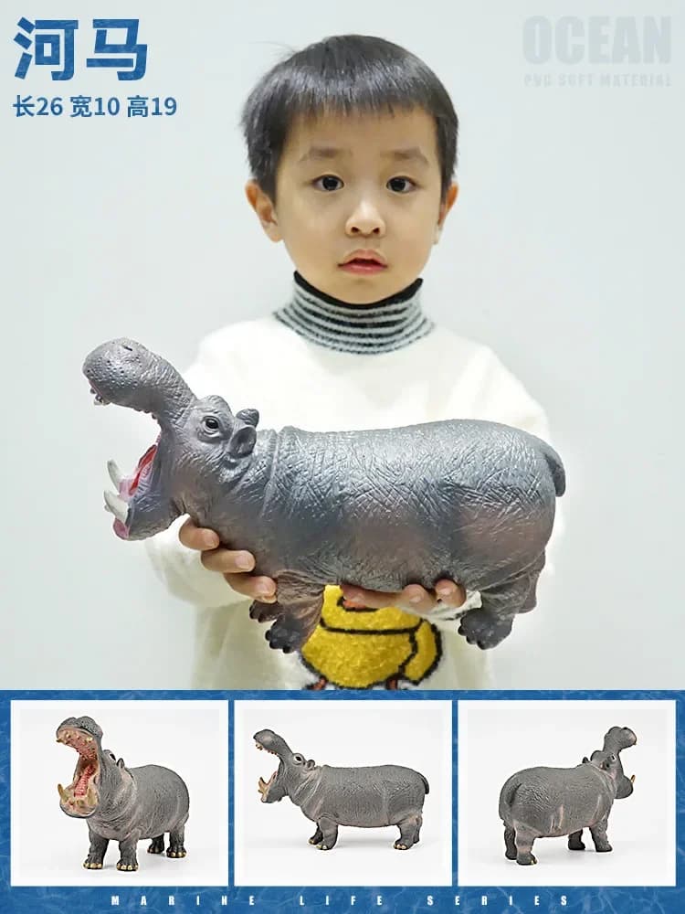 Grandi dimensioni Zoo Animale coccodrillo ippopotamo giraffa panda leone tigre Modello Colla morbida Action Figures Giocattoli educativi Regalo per i bambini