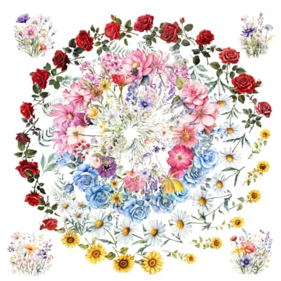 100 Pcs Natural Flower Stickers for Scrapbooking Junk Journal Notebook Planner Card Making Collage Envelope Water Bottle Phone