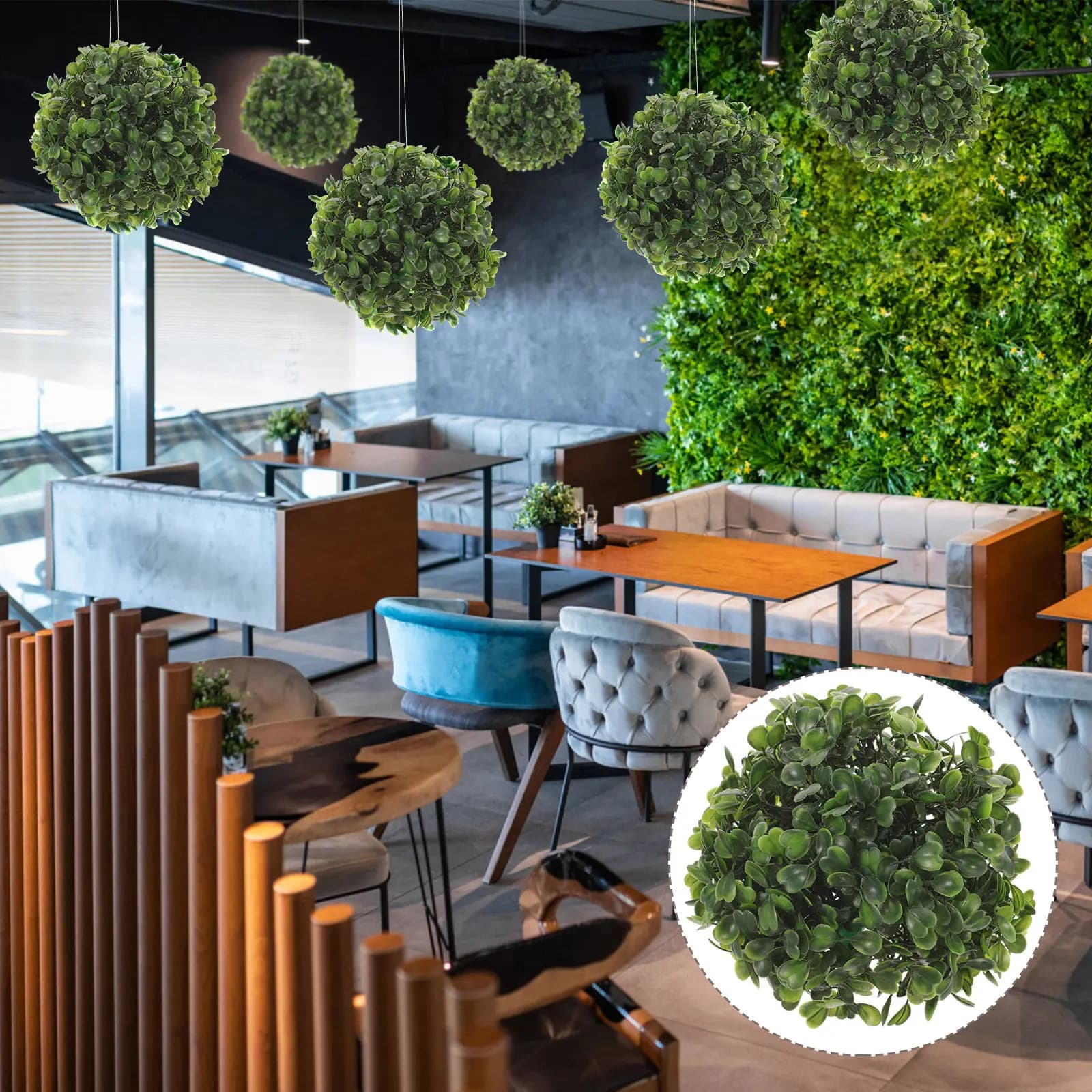 Set of 8 Artificial Plant Decorative Balls, Hanging Ornaments for Banquets, Weddings, Shopping Centres, Daily Decorations for Home and Office