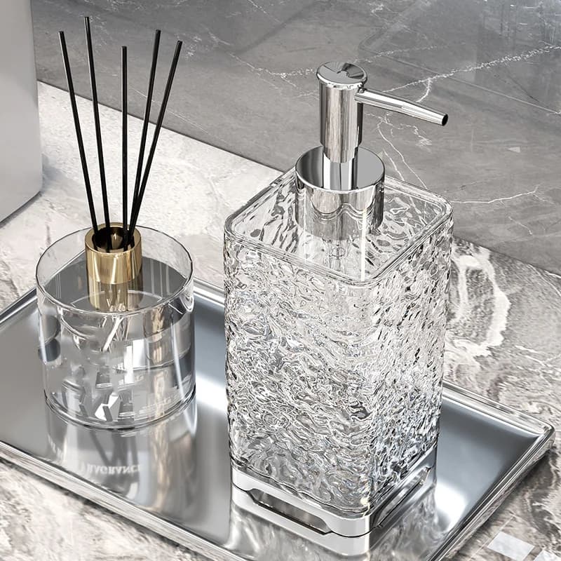 Dispenser di Sapone in Acrilico Ricaricabile, Erogatore a Pressione per Liquidi, Contenitori per Sapone da Cucina e Bagno