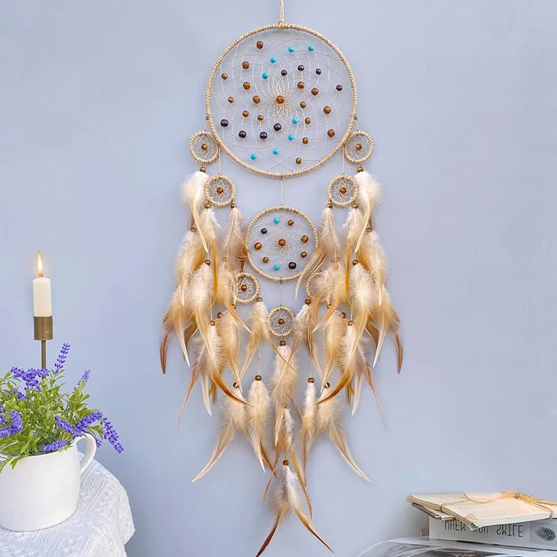 Dream Catcher Hand-woven Feathers Wind Chimes Wall Decoration Girl Room Hanging Ornaments Holiday Festival Gifts Home Accessory