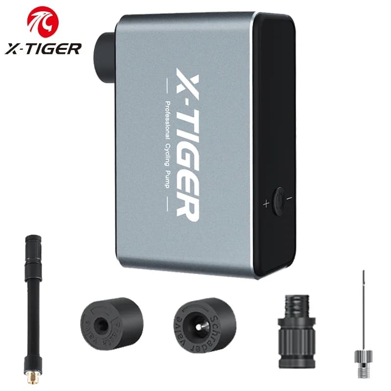 X-TIGER Mini pompa elettrica portatile gonfiatore per pneumatici senza fili per bici con schermo 120PSI gonfiatore per pneumatici con compressore ricaricabile veloce