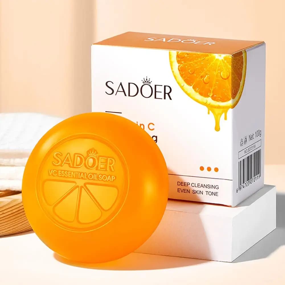 100 g brightening vitamin C soap, face and moisturizing body for radiant skin, nourishing and moisturizing bath bar with orange peel