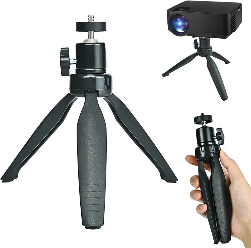 1 mini treppiede portatile con 360 ° Supporto da tavolo girevole per selfie con inclinazione panoramica per proiettore per telefono cellulare Piccolo supporto per treppiede