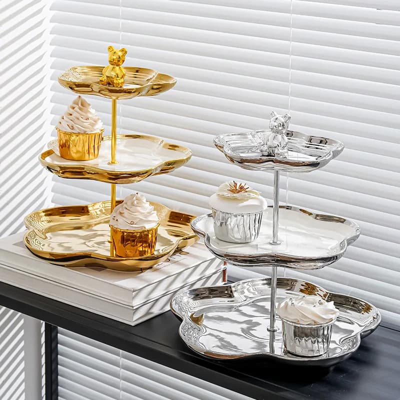 Light Luxury Multi-layer Fruit Tray Living Room Home Tea Table Sugar Fruit Tray Cake Tray Dried Fruit Snack Rack Dessert Table