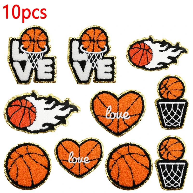 10 pezzi all'ingrosso serie di basket toppe termoadesive per abbigliamento giacche asciugamano fai da te toppe ricamate giacche jeans zaino