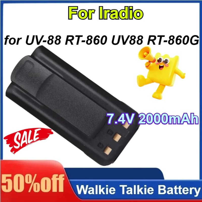 Batteria agli ioni di litio da 7.4V 2000mAh per ricetrasmittenti Iradio UV-88 RT-860 UV88 RT-860G - Accessori Radio Walkie Talkie