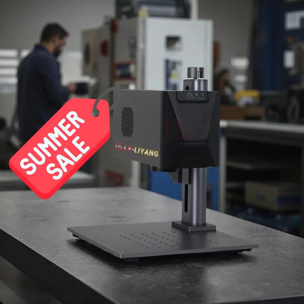 EU Stock 20W 220V Desktop Fiber Laser Marking Engraving Milling Machine Mini Metal PVC Plastic Stainless Steel Cartoon Package