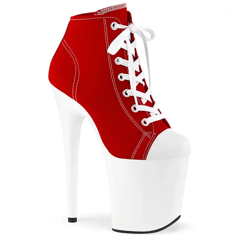 New Platform Ankle Women Boots Models Sexy Fetish Pole Dance Shoes 20 CM High Heels Dress Lace Up Fashion Nightclub Boots