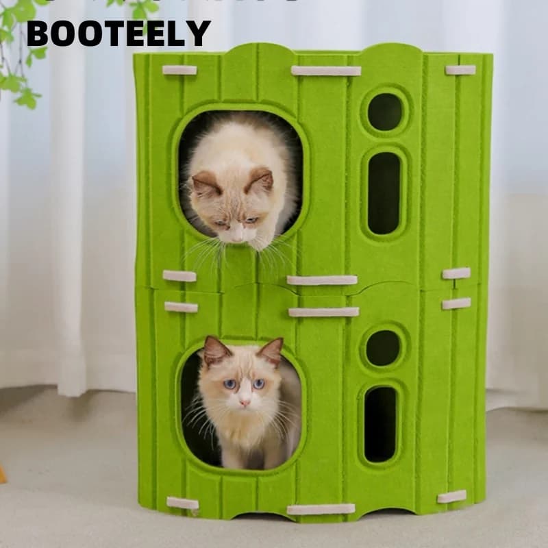 BOOTEELY Casetta per gatti multistrato per gatti da interno Struttura da arrampicata per animali domestici Tiragraffi a doppio strato per albero per gatti integrato