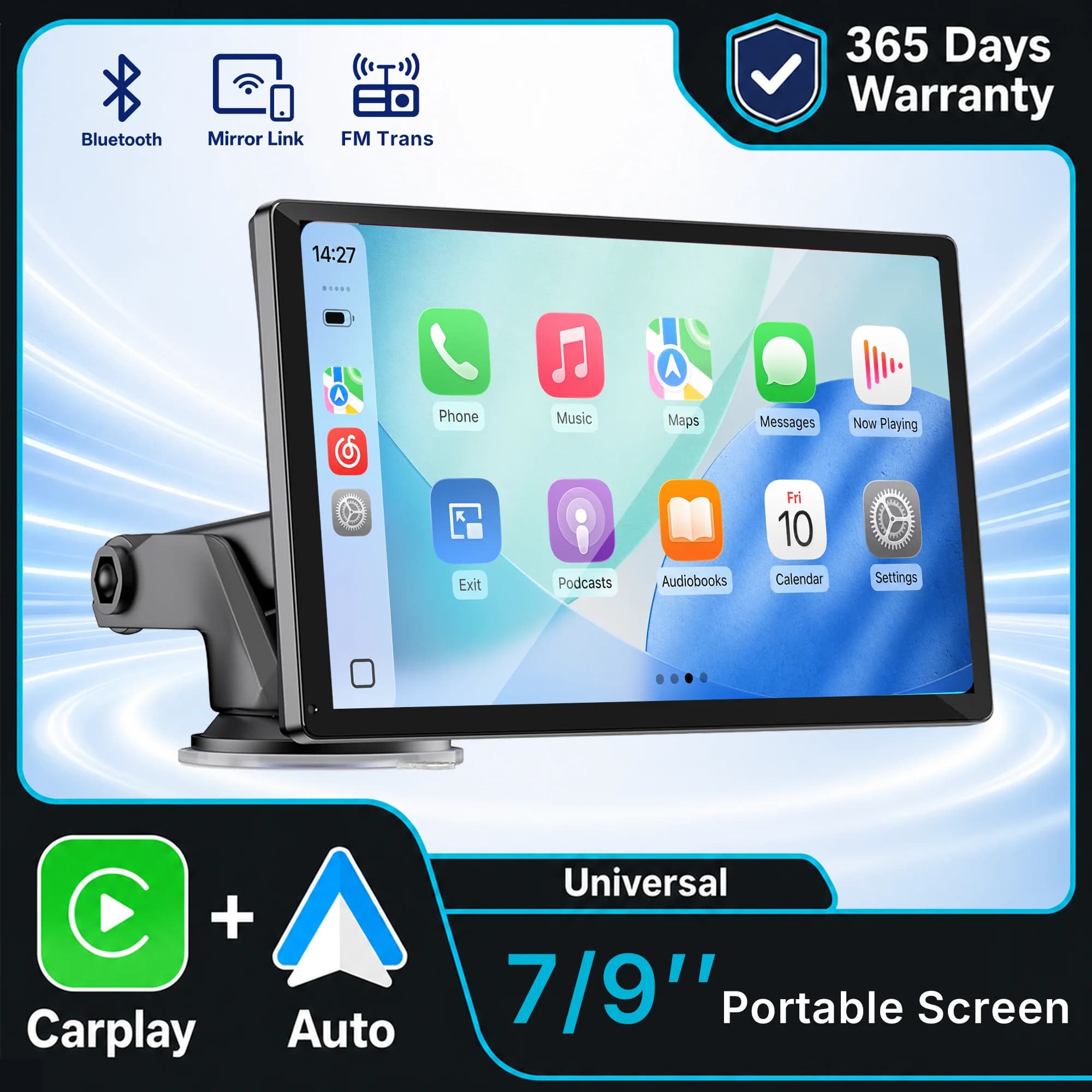 Portable CarPlay Screen 7/9 Inch Wireless CarPlay Android Auto HD Car Radio Multimedia MP5 Video Player with Rearview Camera DVR