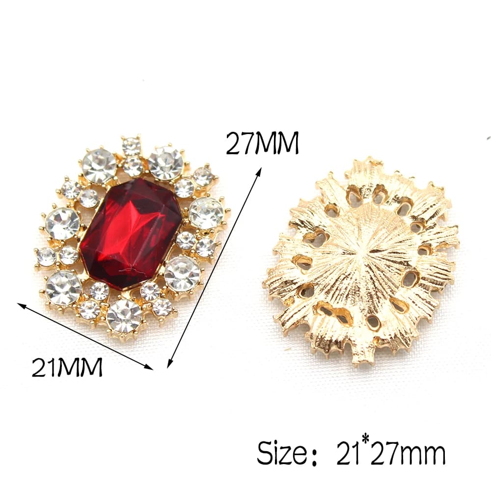Lega rettangolare intarsiata strass gioielli cavi fai da te scarpa fatta a mano borsa superiore abbigliamento decorazione accessori 5 pz/lotto 21*27mm