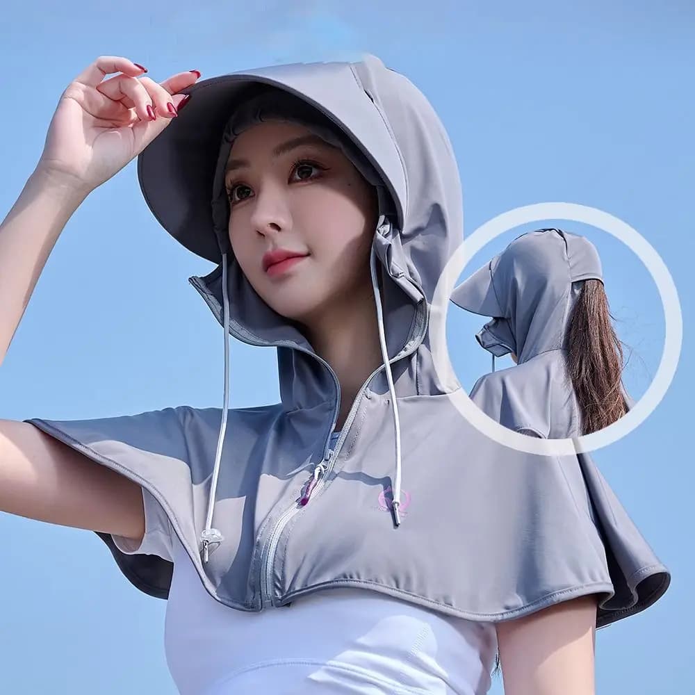 Anti-UV Protective Clothing with Hood and Mask, Breathable Ice Silk, Versatile Protection