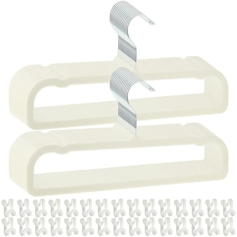 Anti-slip coat hanger, 30 Velvets in Velvet for Armadio with 30 Hooks, Robuste and Salvaspazio, Ultra Sottili