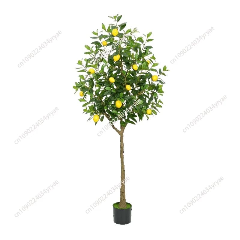 Artificial lemon, fake orange plant, floor pot plant with fake lemon fruit, orange fruit tree in plastic