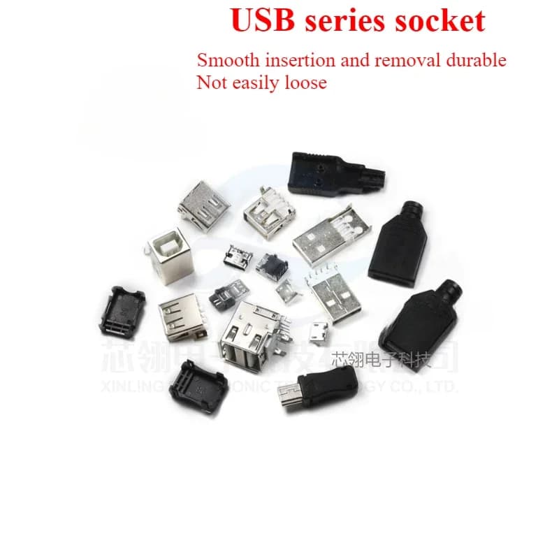 Presa serie USB da 10 pezzi connettore Micro USB femmina MINI spina maschio presa di tipo C porta quadrata D B dati tipo A