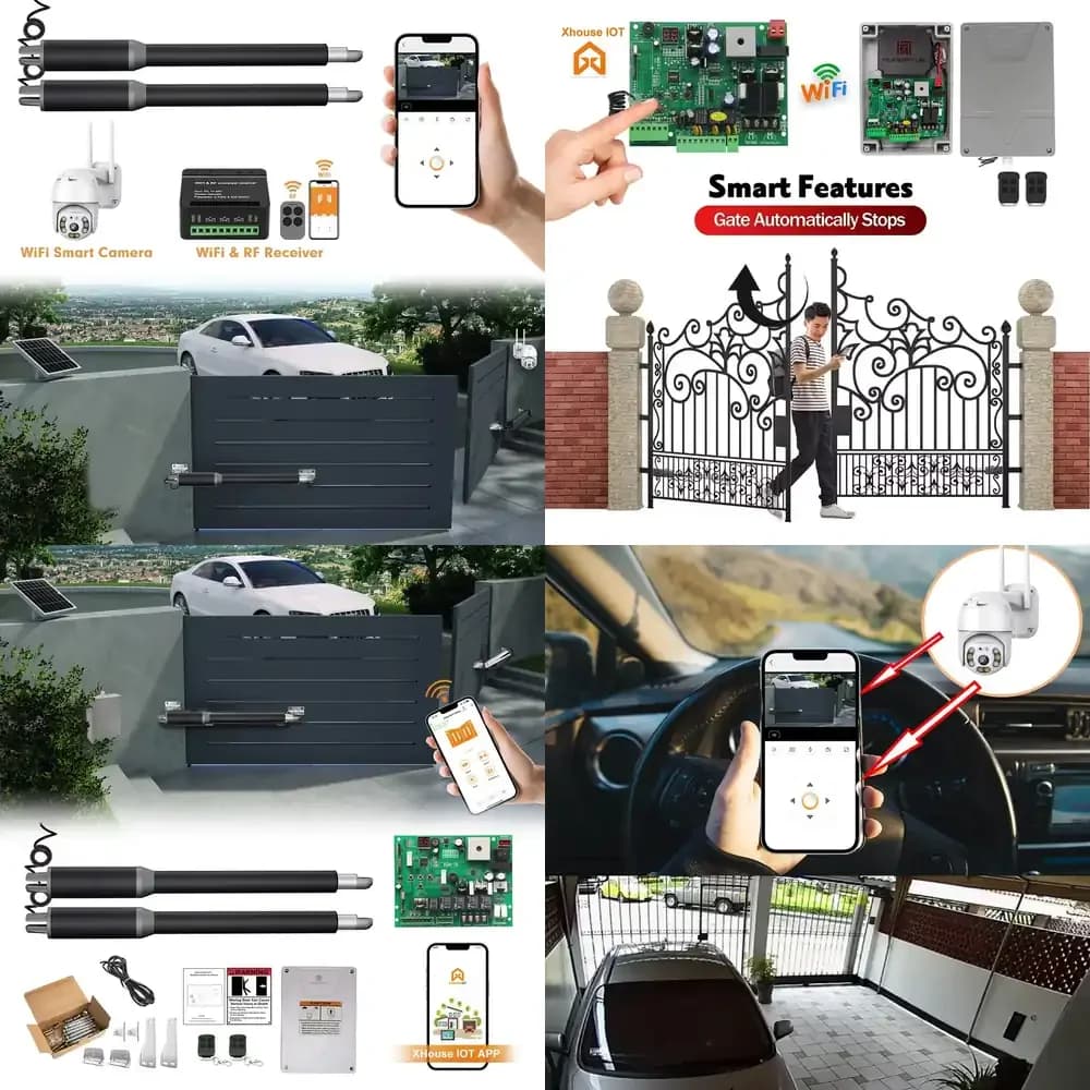 WAP01 Kit Apri Cancello Automatico a Doppia Anta in Alluminio Leggero con Controllo Smart tramite App e Telecamera per Recinzioni e Cancelli Domestici