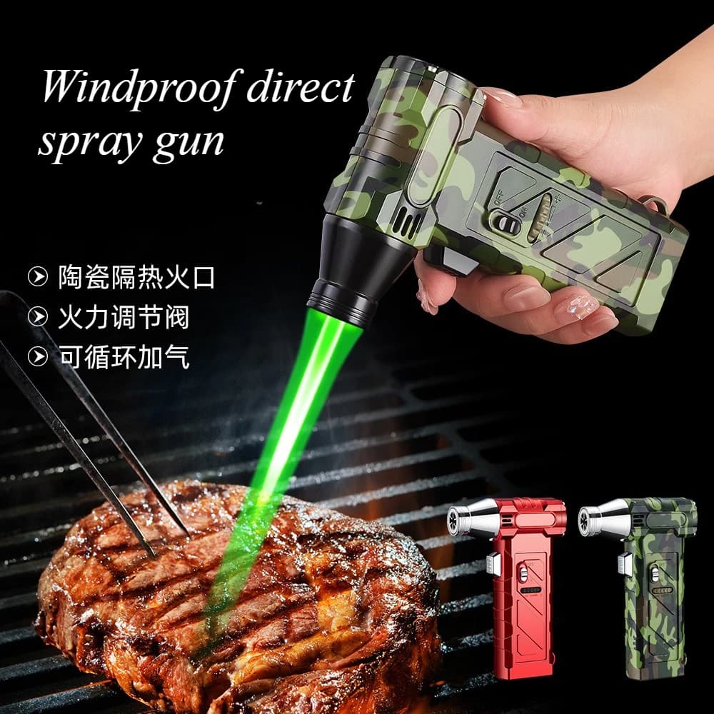 Accendini a carica diretta di fascia alta Pistole a spruzzo resistenti alle alte temperature Antivento Sigari per barbecue all'aperto Accessori per sigarette