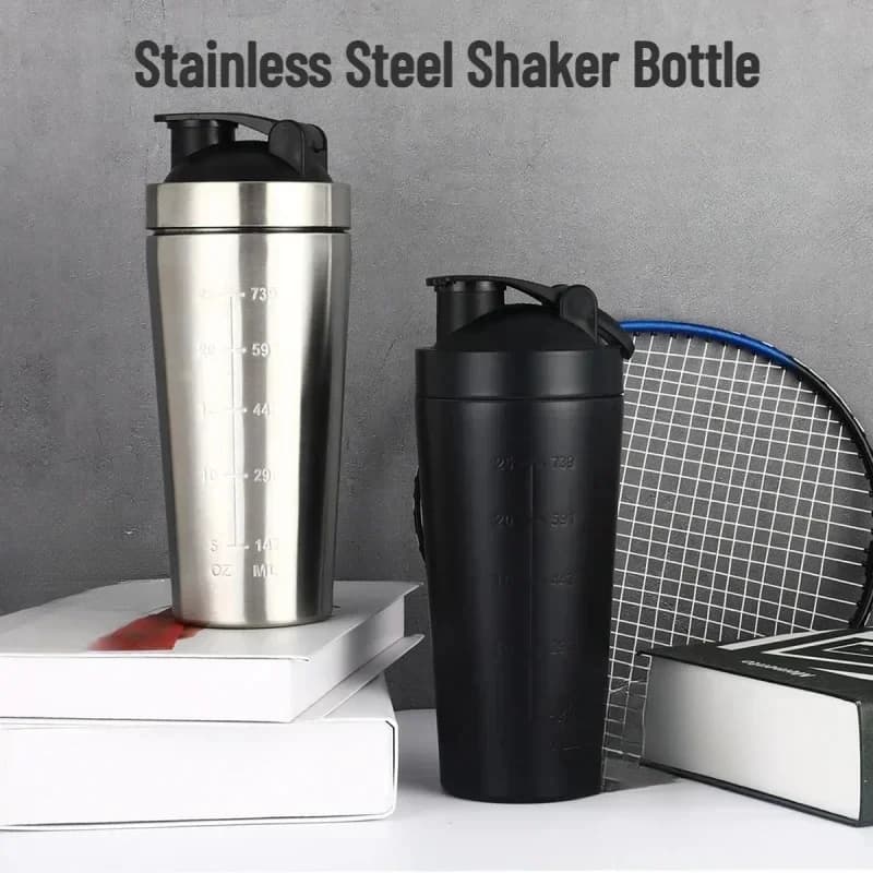 500/750 ml leakproof water bottle for gym Fitness Sport Cup for whey smoothies with stainless steel scale