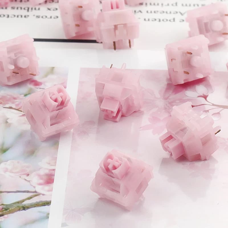 Switch Mage Sakura linear switch 45g 51g for mechanical keyboard game Pink Lubricated in factory 50M Long spring POM PA12 PC