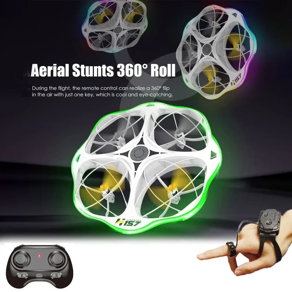 Mini drone UFO H158 | Telecomando + Orologio Doppio Controllo | Quadricottero a 4 assi | LED RGB | 360 ° Vibrazione | Evitamento ostacoli | Giocattolo per bambini
