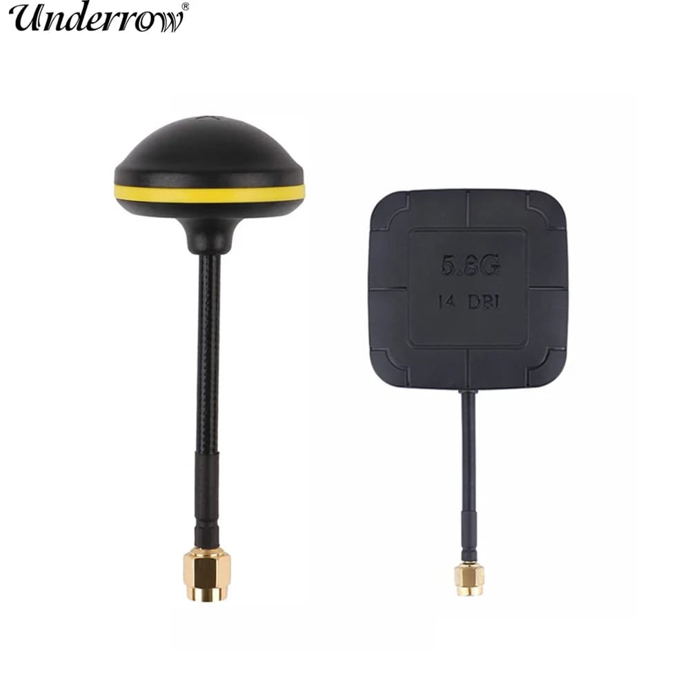 Ricambi Ricevitore FPV: Antenna FPV 5.8G 14DBI ad Alto Guadagno (Pannello Piatto e a Fungo) RP-SMA per Droni FPV e Quadricotteri RC