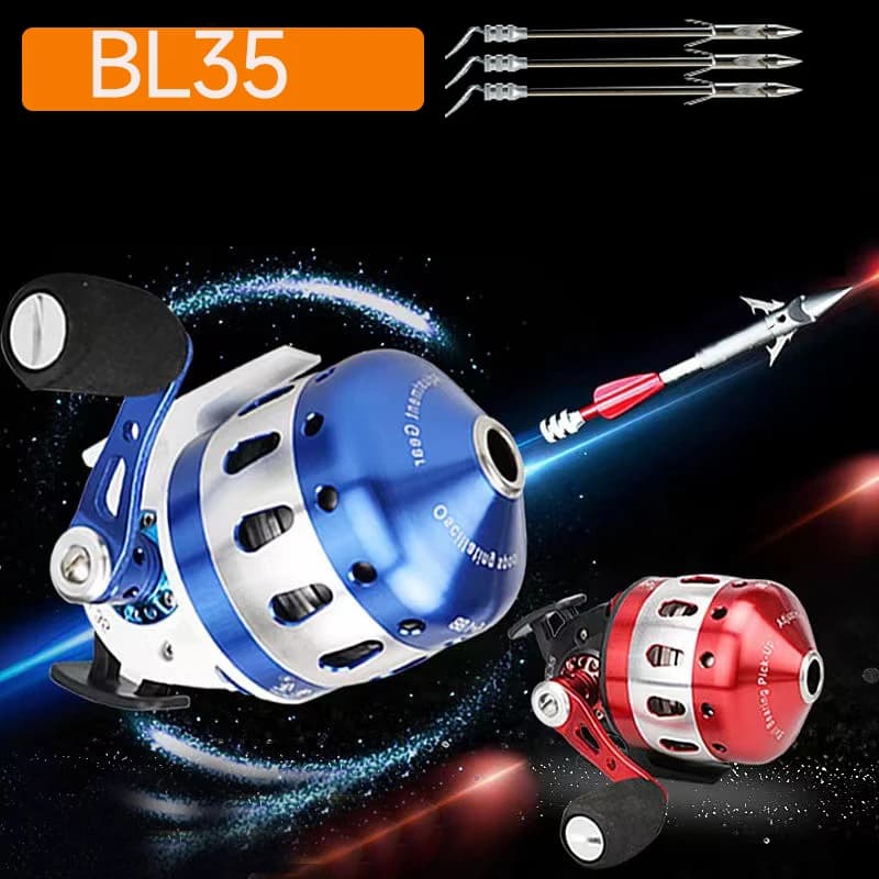 BL35 Fishing Spincast Reel 6 + 1BB Closed Metal Coil Slingshot Shoot Fish Hunting Outdoor con wristband 5 # PE line 55M