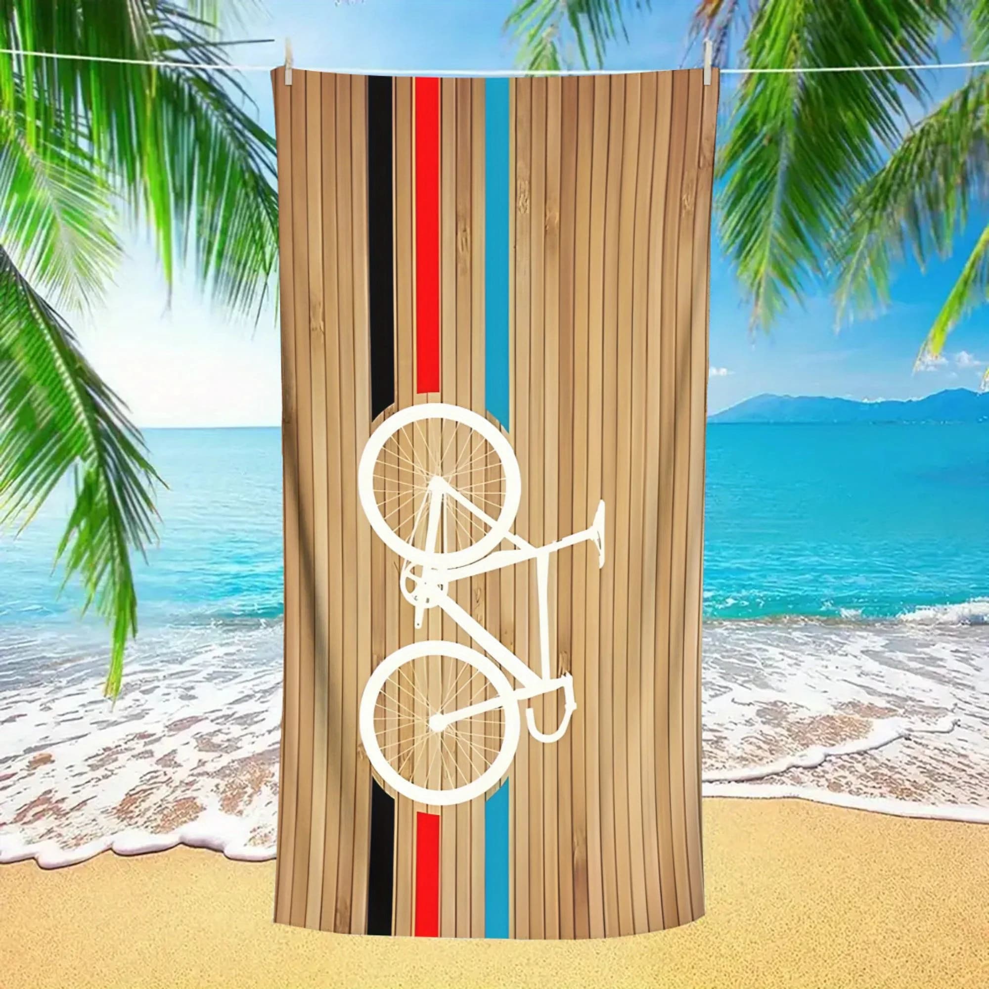 Asciugamano da Spiaggia a Righe per Bici, 1 Pezzo, Asciugamano in Microfibra ad Asciugatura Rapida per Campeggio, Surf, Nuoto, Immersioni e Viaggi