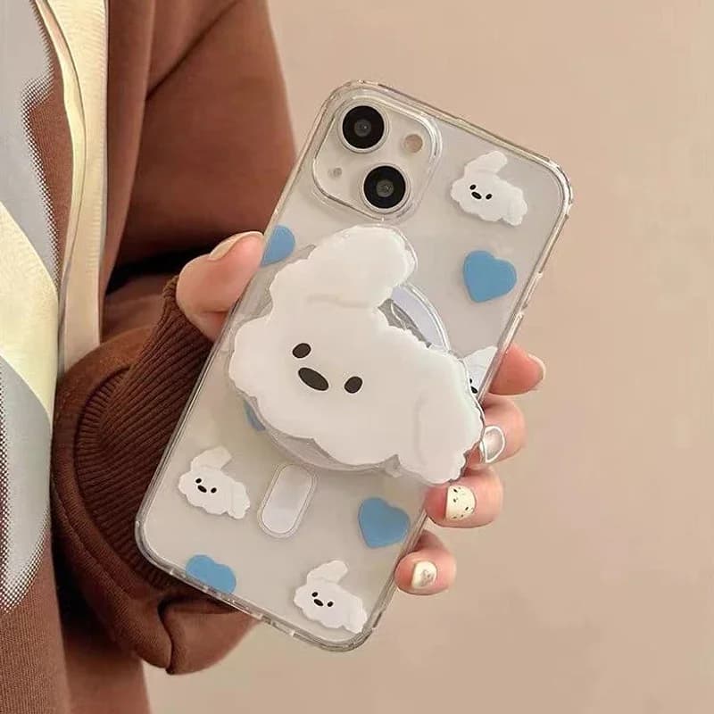 Supporto magnetico coreano carino cucciolo beige impugnatura Tok Griptok supporto per telefono supporto per IPhone 15 16 per Pad Magsafe Smart Tok