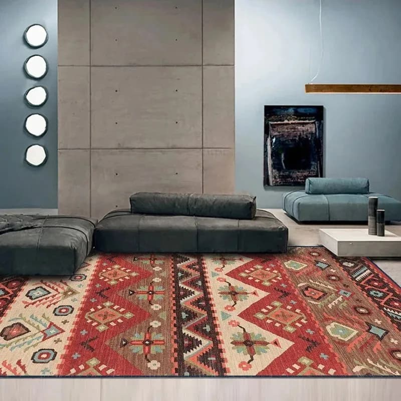VIKAMA Tappeto in stile etnico persiano Soggiorno Guardaroba decorativo Tavolino Tappeto Camera da letto Home Hotel Tappetino Lavabile