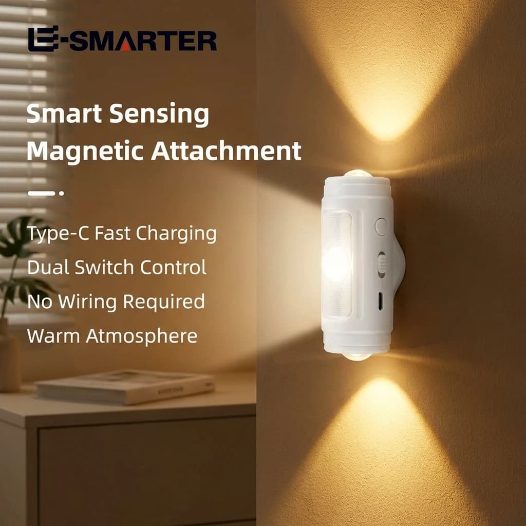 Luce Notturna Portatile con Sensore Magnetico, Lampada Ambientale a Lunga Durata della Batteria per Interni