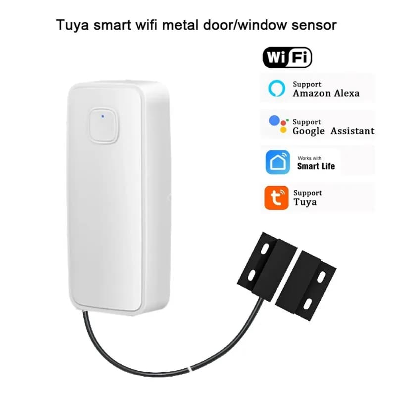 Tuya Smart Door Window Sensore magnetico Rilevatore aperto chiuso WIFI Allarme di sicurezza Porta antifurto per la casa Sensore per porta scorrevole in ferro