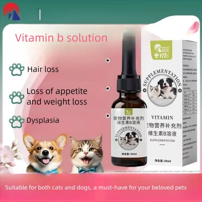 Vitamin B solution for cats and dogs, used for hair loss, anorexia, and weight loss nutritional supplements